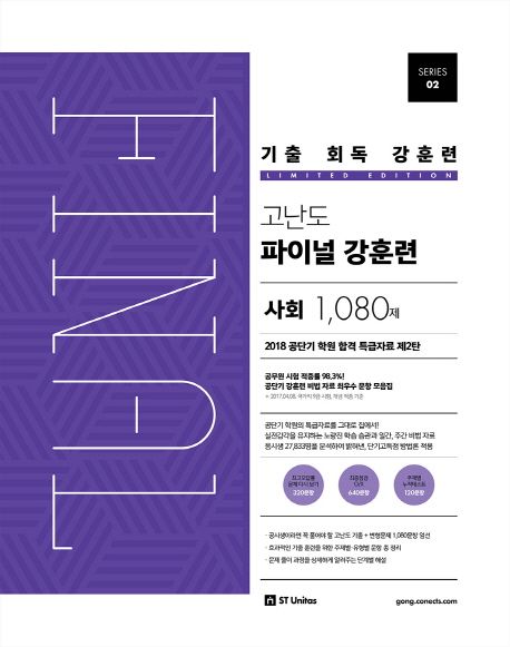 고난도 파이널 사회 1080제(2018) - 공단기 출제연구팀 지음